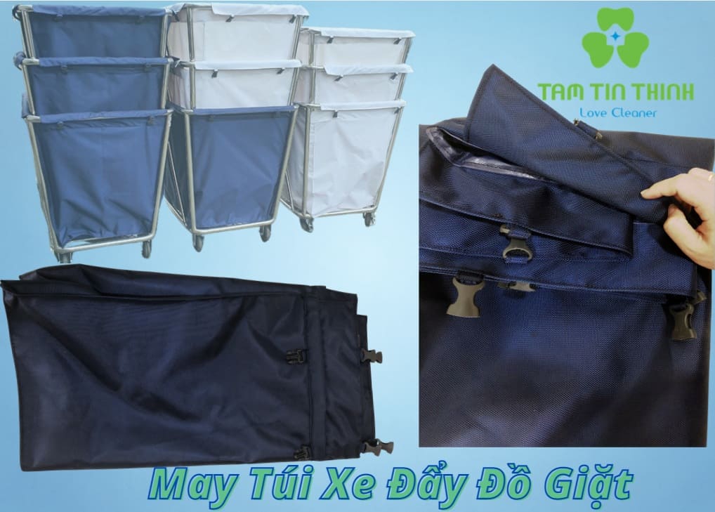 May túi vải xe đẩy đồ giặt ( xe đẩy vệ sinh)