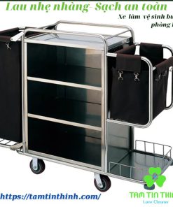 Xe làm vệ sinh buồng phòng inox 2 túi TTT001