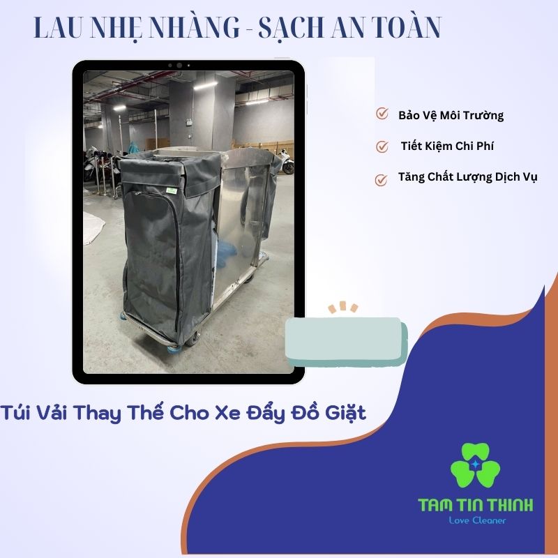 Túi Vải Thay Thế Cho Xe Đẩy: Giải Pháp Tiết Kiệm Và Bền Bỉ Cho Vệ Sinh Buồng Phòng 3 Túi Vải Thay Thế Cho Xe Đẩy Đồ Giặt