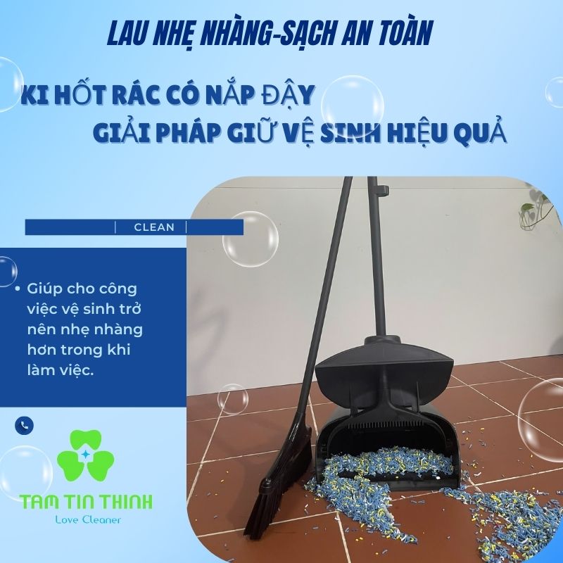 Nhà Ở Khu Vực Nhiều Bụi và Cách Lau Dọn Gom Bụi Hiệu Quả 5 Ki hốt rác có nắp