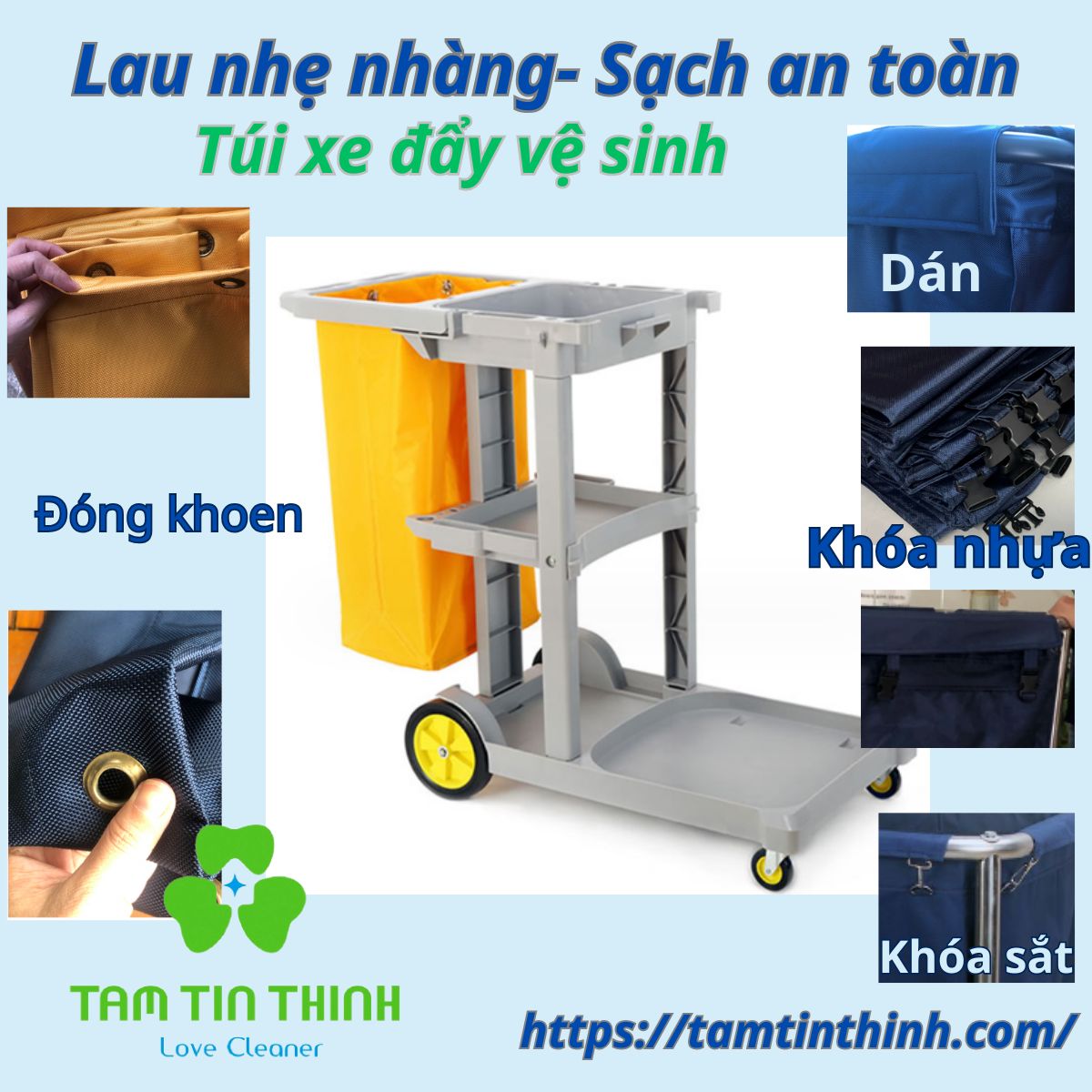 Túi Vải Xe Đẩy Vệ Sinh – Giải Pháp Thu Gom Chuyên Nghiệp Cho Khách Sạn Bệnh Viện Nhà Máy 1 Túi xe đẩy vệ sinh