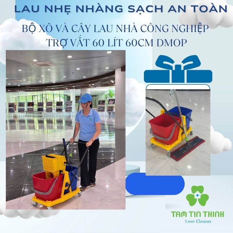 Combo Xô Vắt 2 Ngăn 50 Lít và Cây Lau Công Nghiệp Dmop 3 Combo Xô Vắt 2 Ngăn 50 Lít và Cây Lau Công Nghiệp Dmop